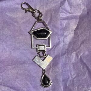 Geometric Silver and Black Keychain or Bag Assessory